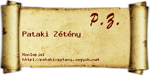 Pataki Zétény névjegykártya